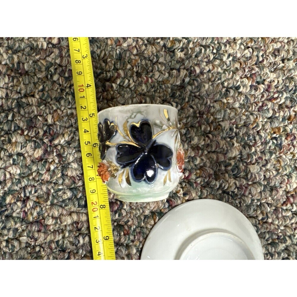 Antique Hand Painted German Demitasse Cup & Saucer Cobalt Blue Gold Gilt - Picture 2 of 9
